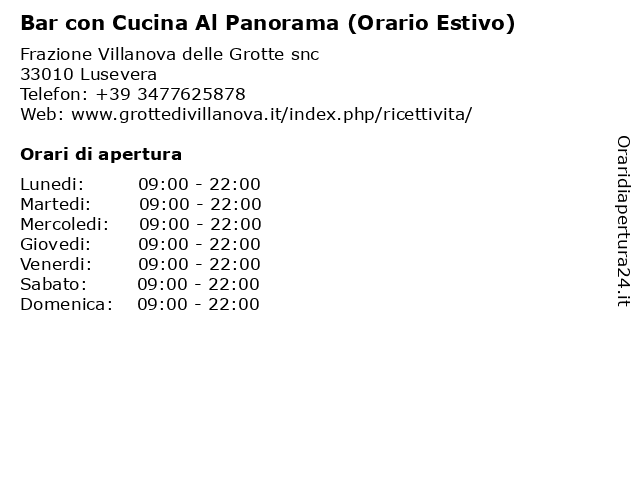 Bar con Cucina Al Panorama (Orario Estivo) a Lusevera: indirizzo e orari di apertura