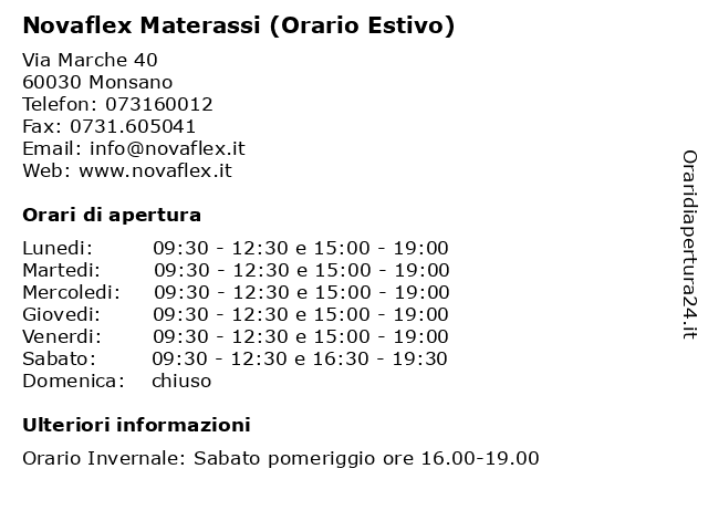 Materassi Novaflex.ᐅ Orari Novaflex Materassi Via Marche 40 60030 Monsano