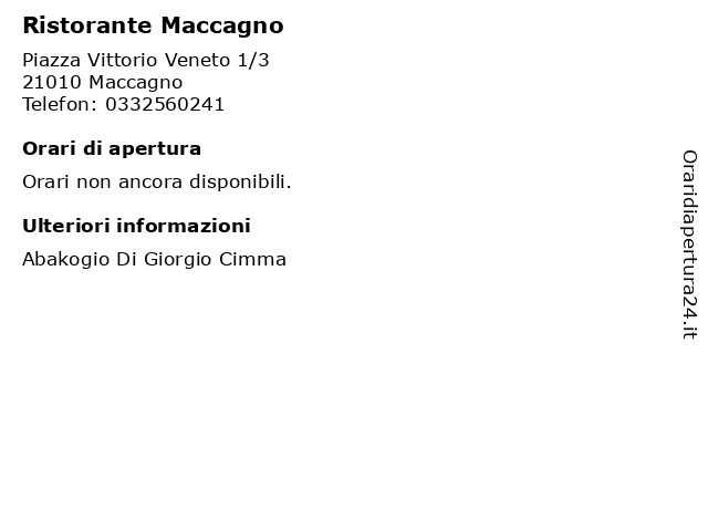 Ristorante Maccagno a Maccagno: indirizzo e orari di apertura