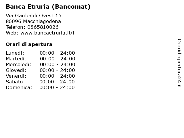 Banca Etruria (Bancomat) a Macchiagodena: indirizzo e orari di apertura