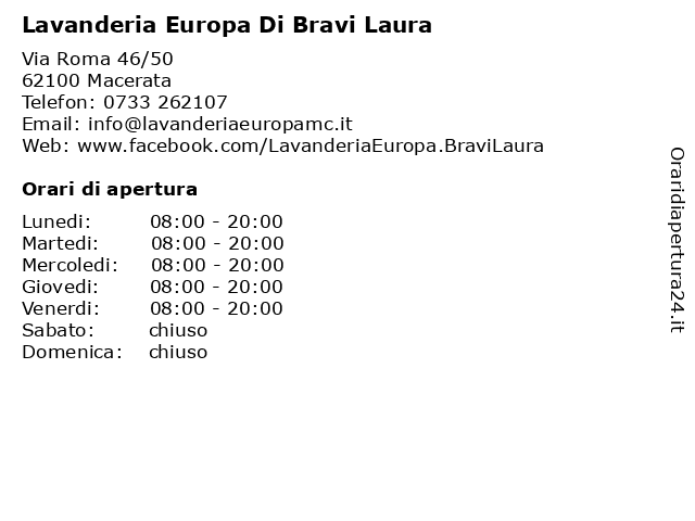 Lavanderia Europa Di Bravi Laura & C. Snc a Macerata: indirizzo e orari di apertura