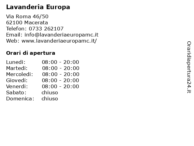 Lavanderia Europa a Macerata: indirizzo e orari di apertura