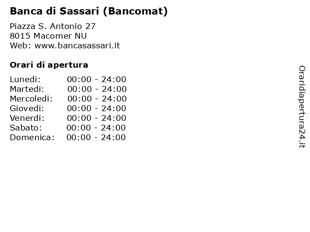 Banca di Sassari (Bancomat) a Macomer NU: indirizzo e orari di apertura