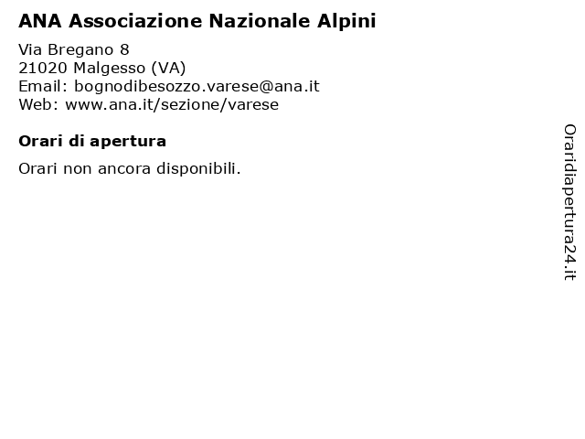 ANA Associazione Nazionale Alpini a Malgesso (VA): indirizzo e orari di apertura