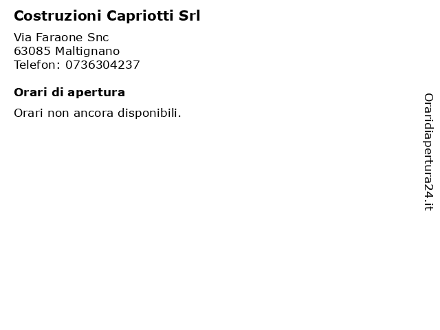 Costruzioni Capriotti Srl a Maltignano: indirizzo e orari di apertura