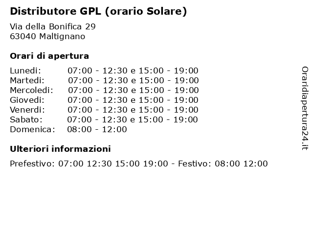 Distributore GPL (orario Solare) a Maltignano: indirizzo e orari di apertura