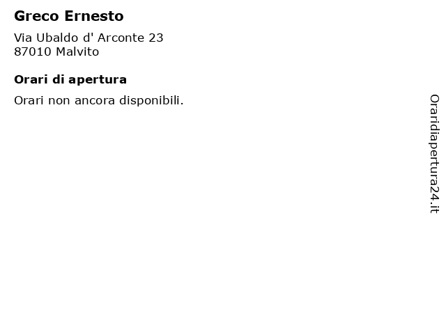 Greco Ernesto a Malvito: indirizzo e orari di apertura