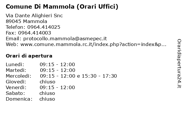 Comune Di Mammola a Mammola: indirizzo e orari di apertura