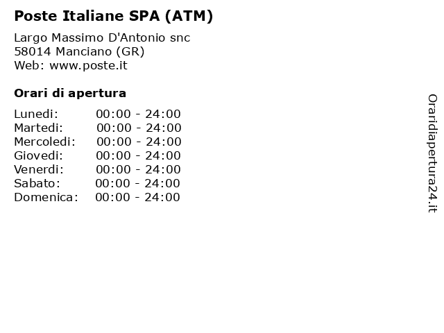 Poste Italiane SPA (ATM) a Manciano (GR): indirizzo e orari di apertura