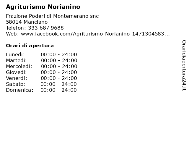 Agriturismo Norianino a Manciano: indirizzo e orari di apertura