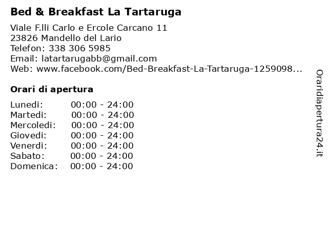 Bed & Breakfast La Tartaruga a Mandello del Lario: indirizzo e orari di apertura