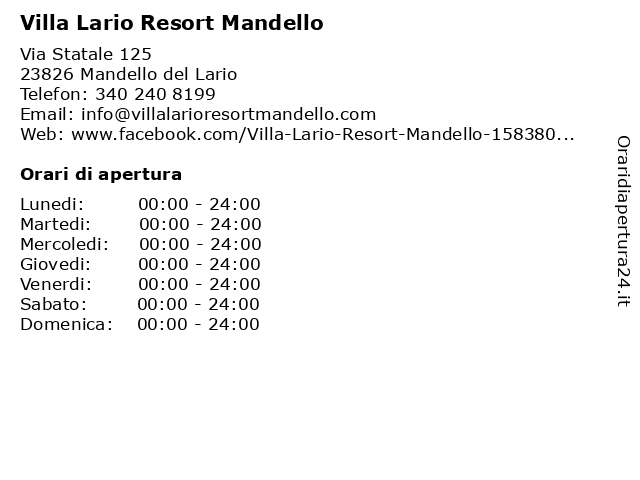 Villa Lario Resort Mandello a Mandello del Lario: indirizzo e orari di apertura