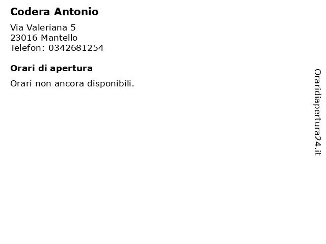 Codera Antonio a Mantello: indirizzo e orari di apertura
