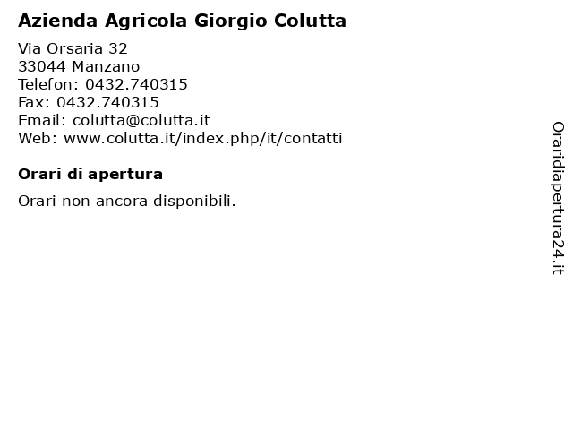 Azienda Agricola Giorgio Colutta a Manzano: indirizzo e orari di apertura