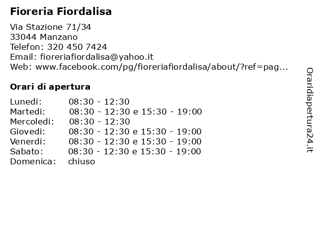 Fioreria Fiordalisa a Manzano: indirizzo e orari di apertura