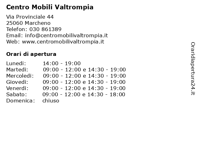 Centro Mobili Valtrompia a Marcheno: indirizzo e orari di apertura