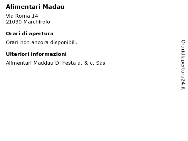Alimentari Madau a Marchirolo: indirizzo e orari di apertura