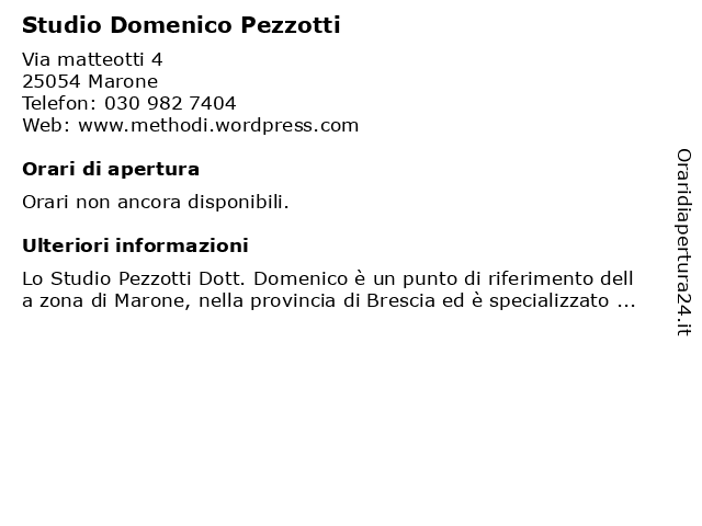 Studio Domenico Pezzotti a Marone: indirizzo e orari di apertura