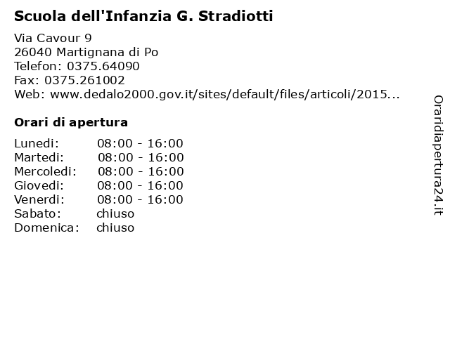 Scuola dell'Infanzia G. Stradiotti a Martignana di Po: indirizzo e orari di apertura