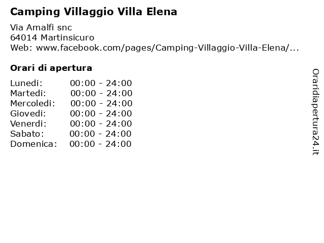 Camping Villaggio Villa Elena a Martinsicuro: indirizzo e orari di apertura