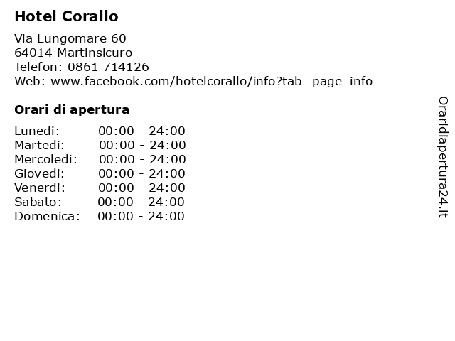 Hotel Corallo a Martinsicuro: indirizzo e orari di apertura