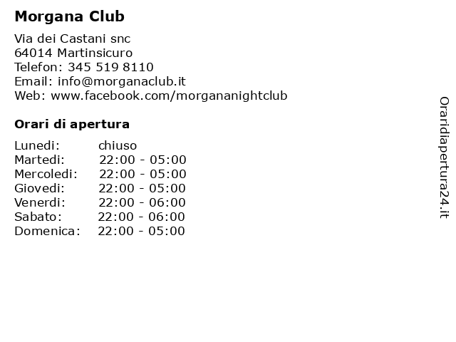 Morgana Club a Martinsicuro: indirizzo e orari di apertura