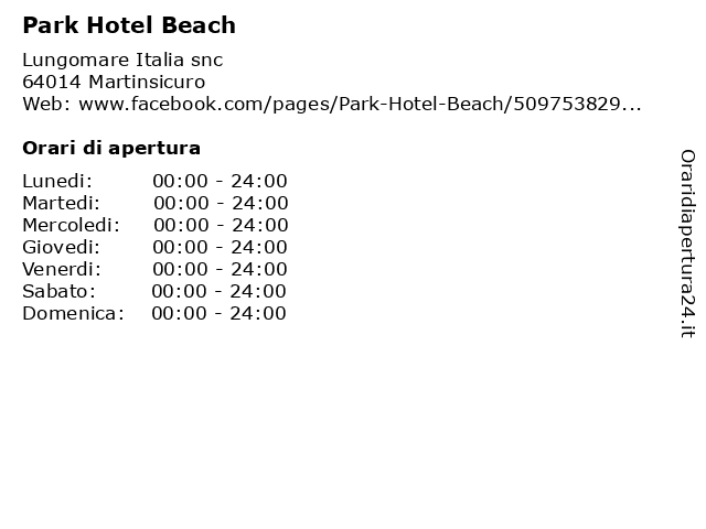Park Hotel Beach a Martinsicuro: indirizzo e orari di apertura