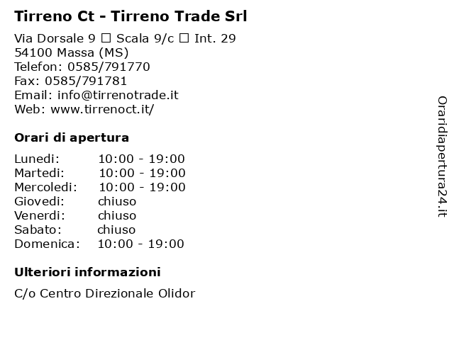 Tirreno Ct - Tirreno Trade Srl a Massa (MS): indirizzo e orari di apertura