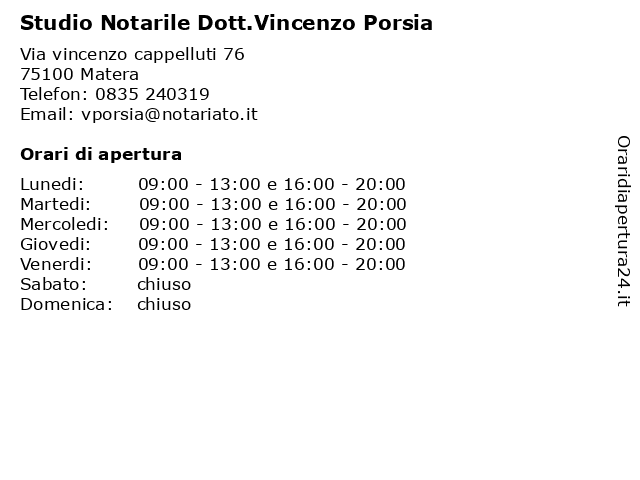 Studio Notarile Dott.Vincenzo Porsia a Matera: indirizzo e orari di apertura