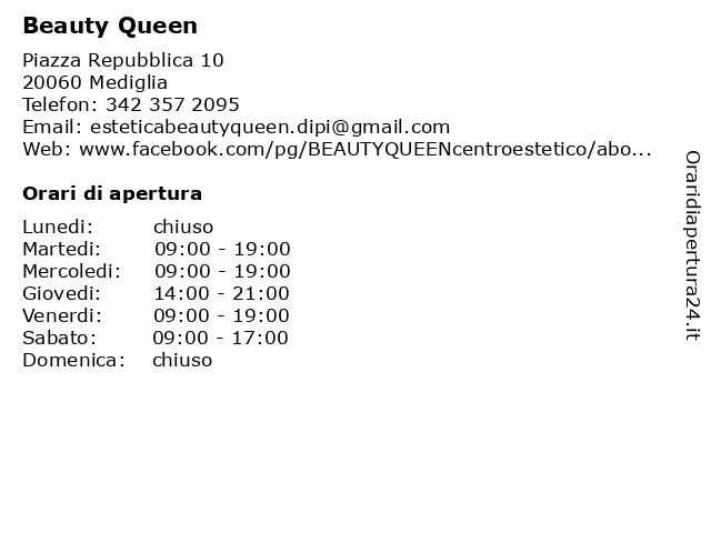 Beauty Queen a Mediglia: indirizzo e orari di apertura