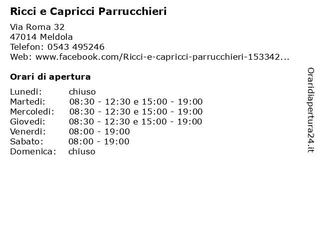 Ricci e Capricci Parrucchieri a Meldola: indirizzo e orari di apertura