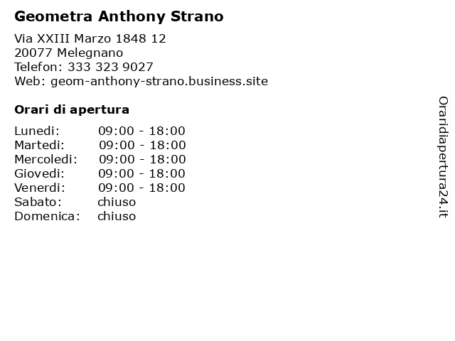 Geometra Anthony Strano a Melegnano: indirizzo e orari di apertura