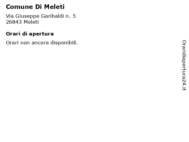 Comune Di Meleti a Meleti: indirizzo e orari di apertura