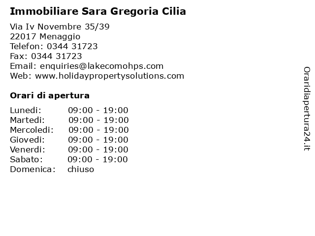 Immobiliare Sara Gregoria Cilia a Menaggio: indirizzo e orari di apertura