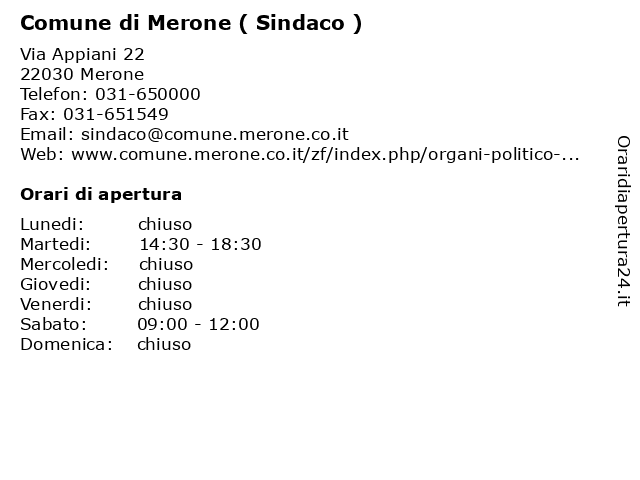 Comune di Merone ( Sindaco ) a Merone: indirizzo e orari di apertura