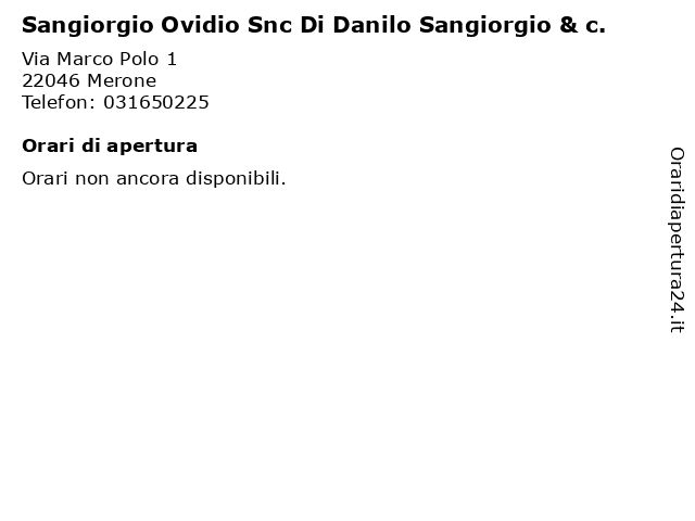 Sangiorgio Ovidio Snc Di Danilo Sangiorgio & c. a Merone: indirizzo e orari di apertura