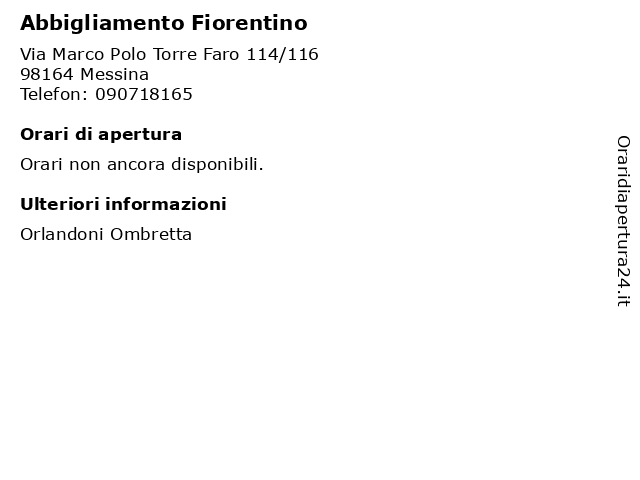 Abbigliamento Fiorentino a Messina: indirizzo e orari di apertura