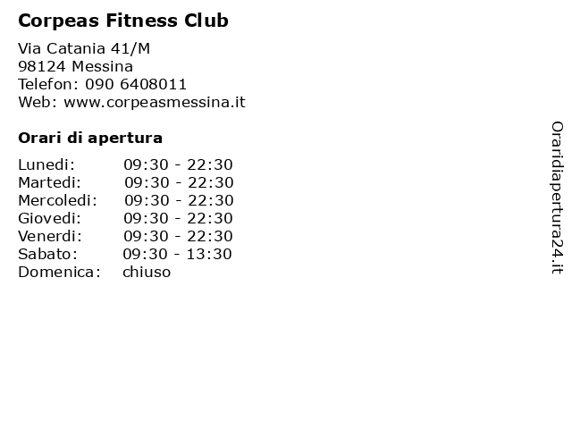 Corpeas Fitness Club a Messina: indirizzo e orari di apertura