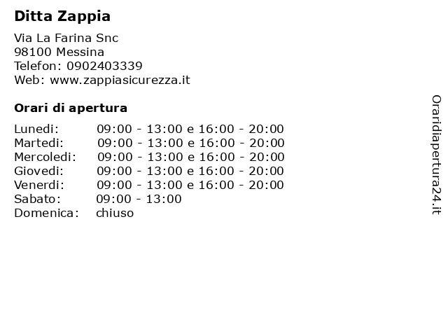 Ditta Zappia a Messina: indirizzo e orari di apertura