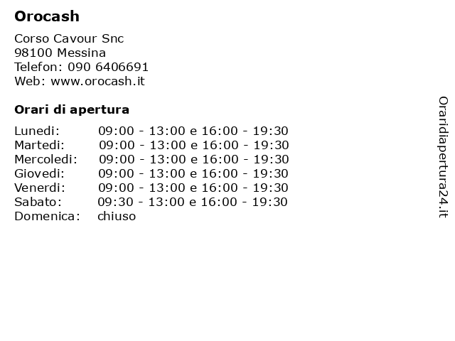 Orocash a Messina: indirizzo e orari di apertura