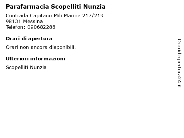 Parafarmacia Scopelliti Nunzia a Messina: indirizzo e orari di apertura