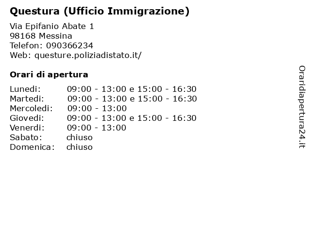 Questura (Ufficio Immigrazione) a Messina: indirizzo e orari di apertura