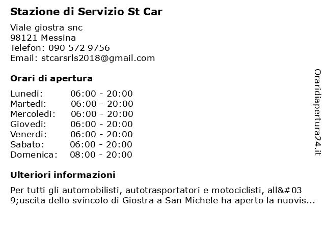Stazione di Servizio St Car a Messina: indirizzo e orari di apertura