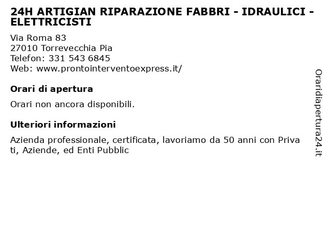 Artigian Casa 24 H Fabbro Elettricista Idraulico a Mezzanino (PV): indirizzo e orari di apertura