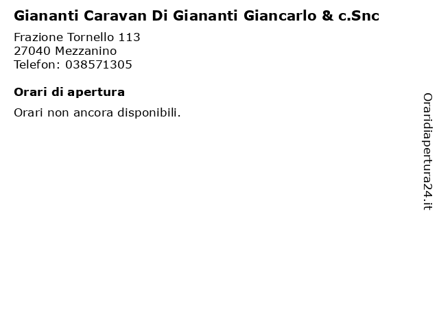 Giananti Caravan Di Giananti Giancarlo & c.Snc a Mezzanino: indirizzo e orari di apertura