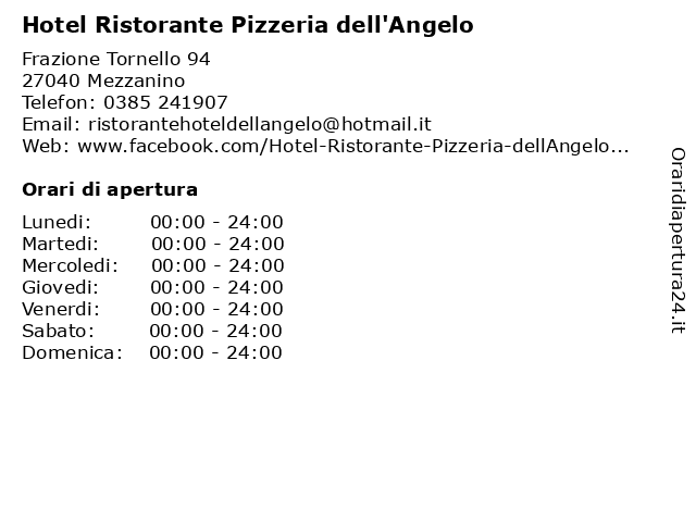 Hotel Ristorante Pizzeria dell'Angelo a Mezzanino: indirizzo e orari di apertura