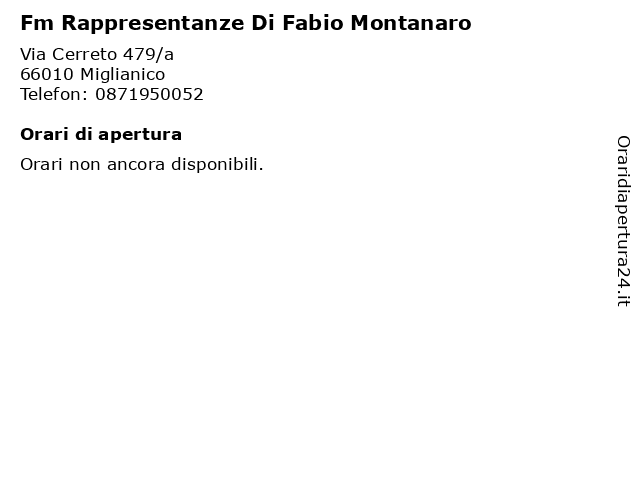 Fm Rappresentanze Di Fabio Montanaro a Miglianico: indirizzo e orari di apertura