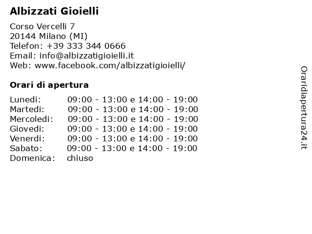 Albizzati Gioielli a Milano (MI): indirizzo e orari di apertura