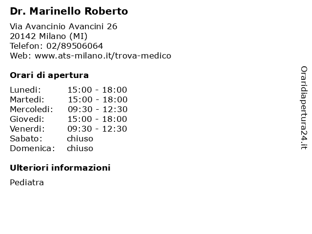 Dr. Marinello Roberto a Milano (MI): indirizzo e orari di apertura