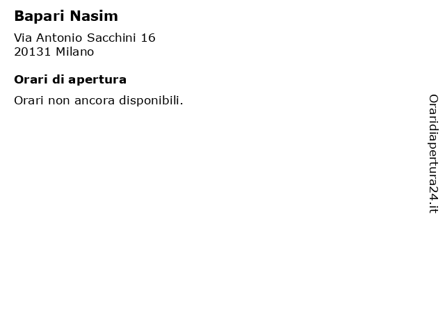 Bapari Nasim a Milano: indirizzo e orari di apertura